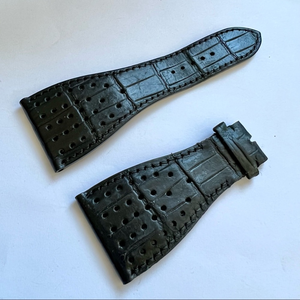 ROGER DUBUIS 32/17mm Black Crocodile Skin Watch Strap